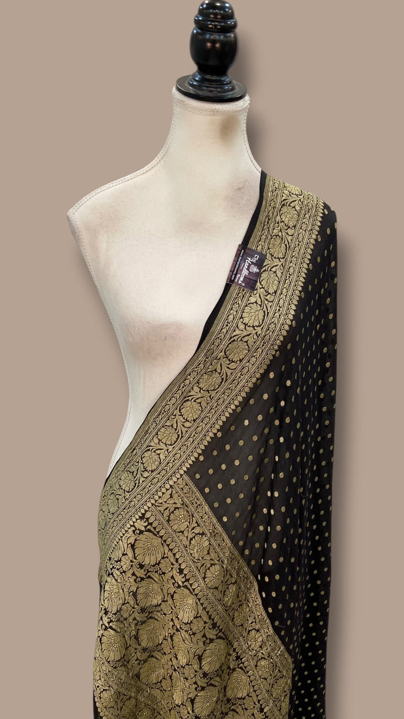 Black Pure Khaddi Georgette Dupatta