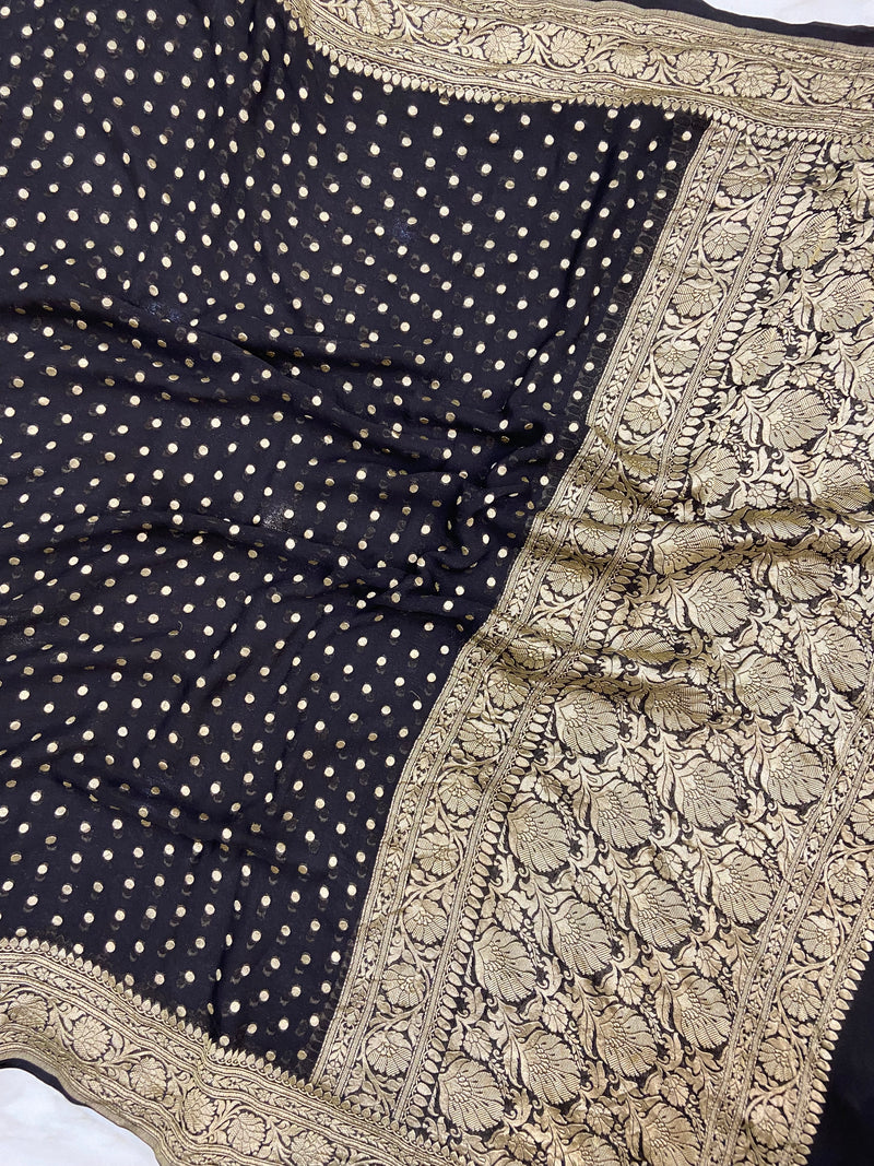Black Pure Khaddi Georgette Dupatta