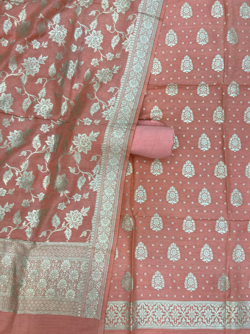 Pure Moonga Georgette Banarasi Dress material - The Handlooms