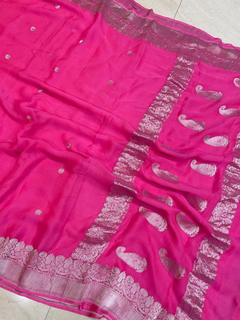 Pure Georgette Banarasi Handloom Saree - The Handlooms