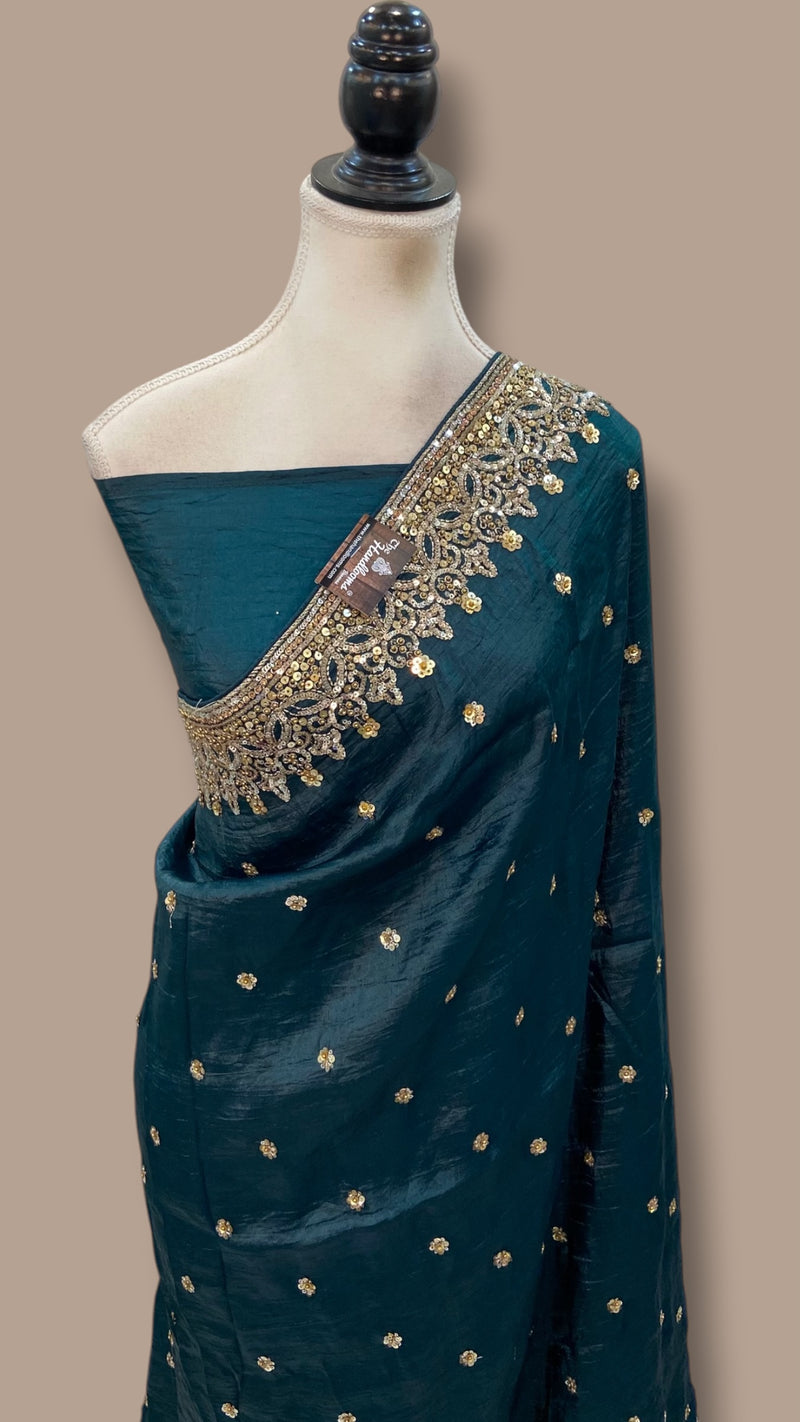 Pure Tissue Silk Handloom Banarasi Saree - Handwor - The Handlooms