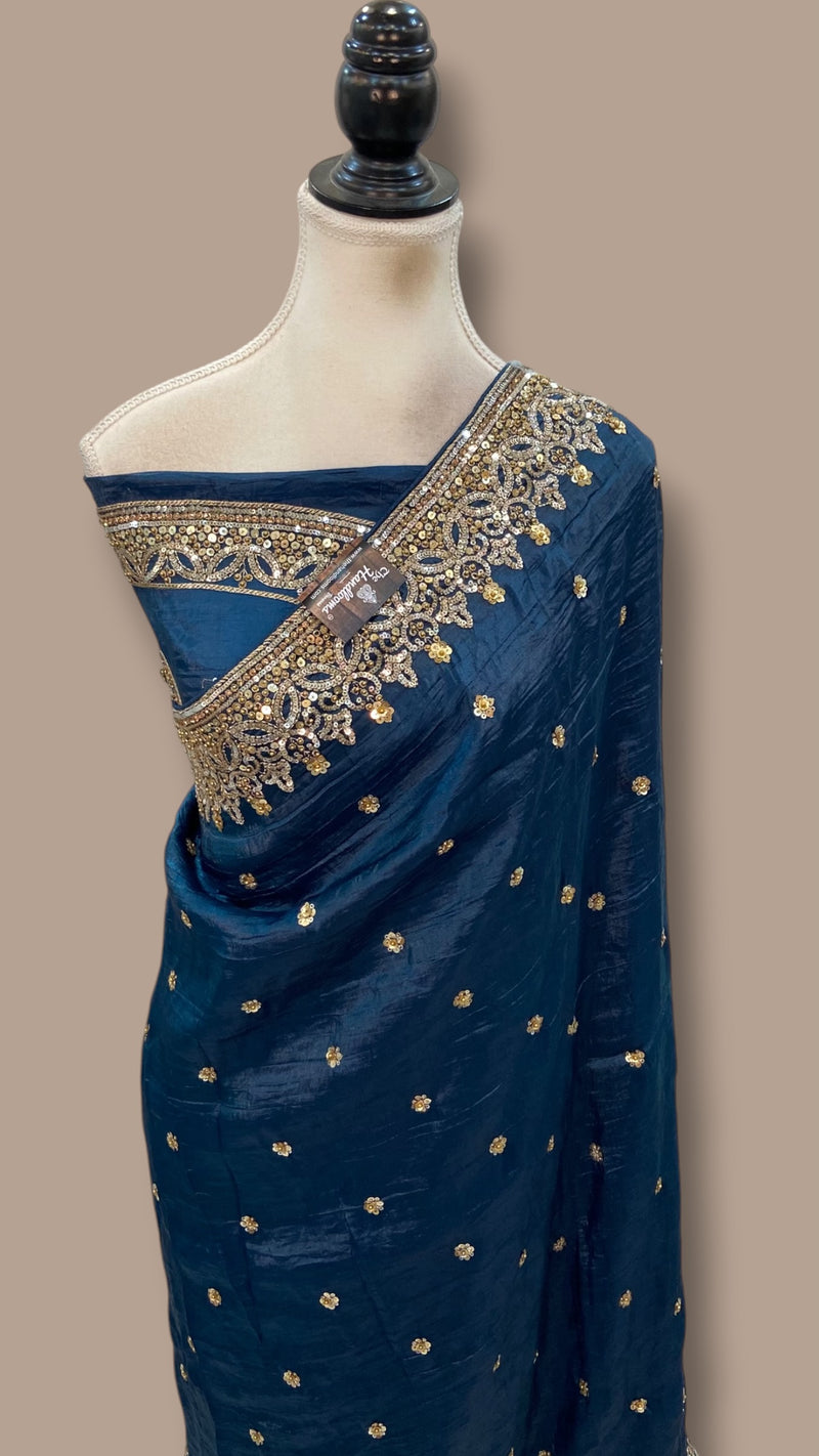 Pure Tissue Silk Handloom Banarasi Saree - Handwor - The Handlooms
