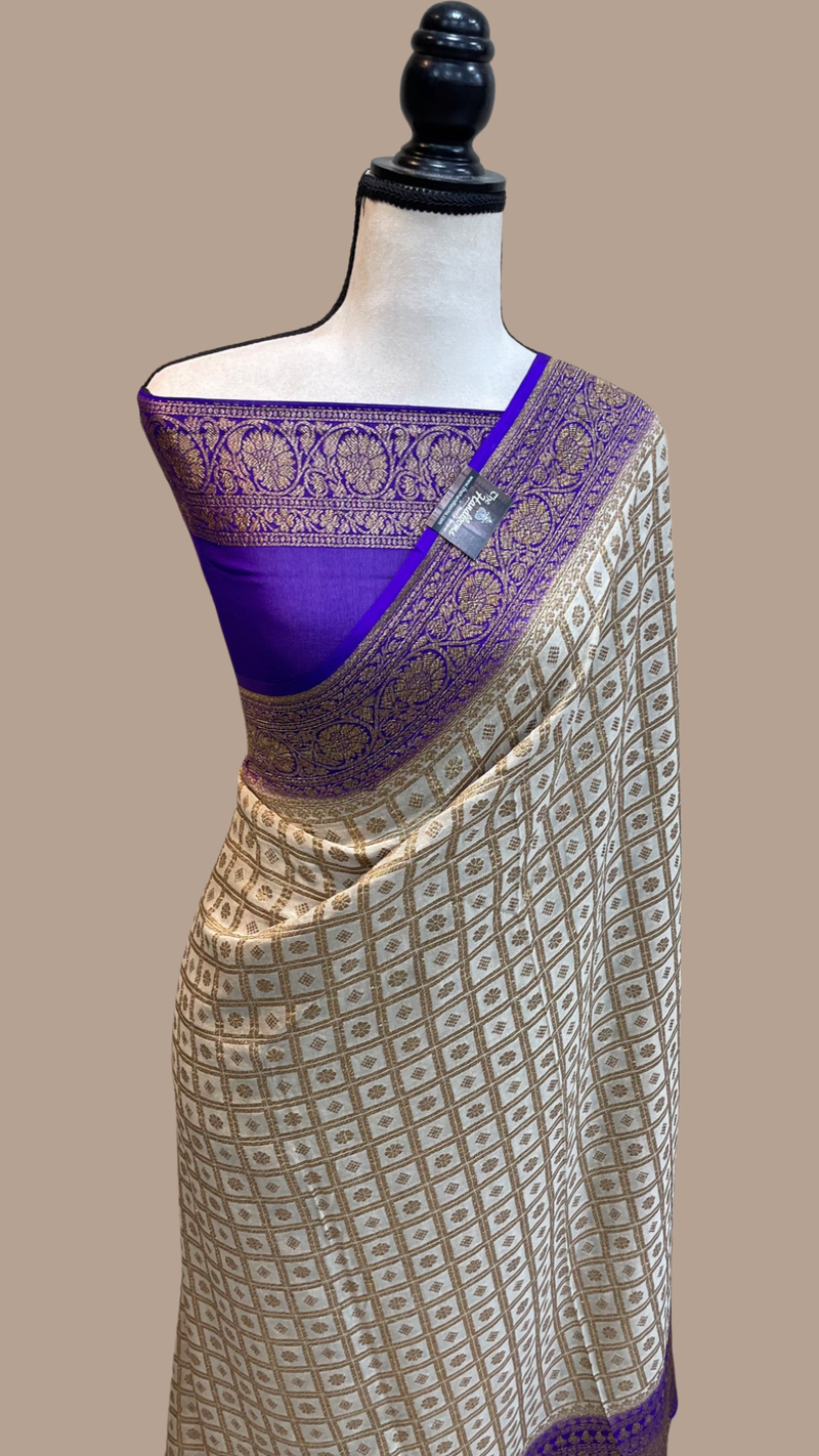 Pure Khaddi Georgette Banarasi Saree -  Antique zari - The Handlooms