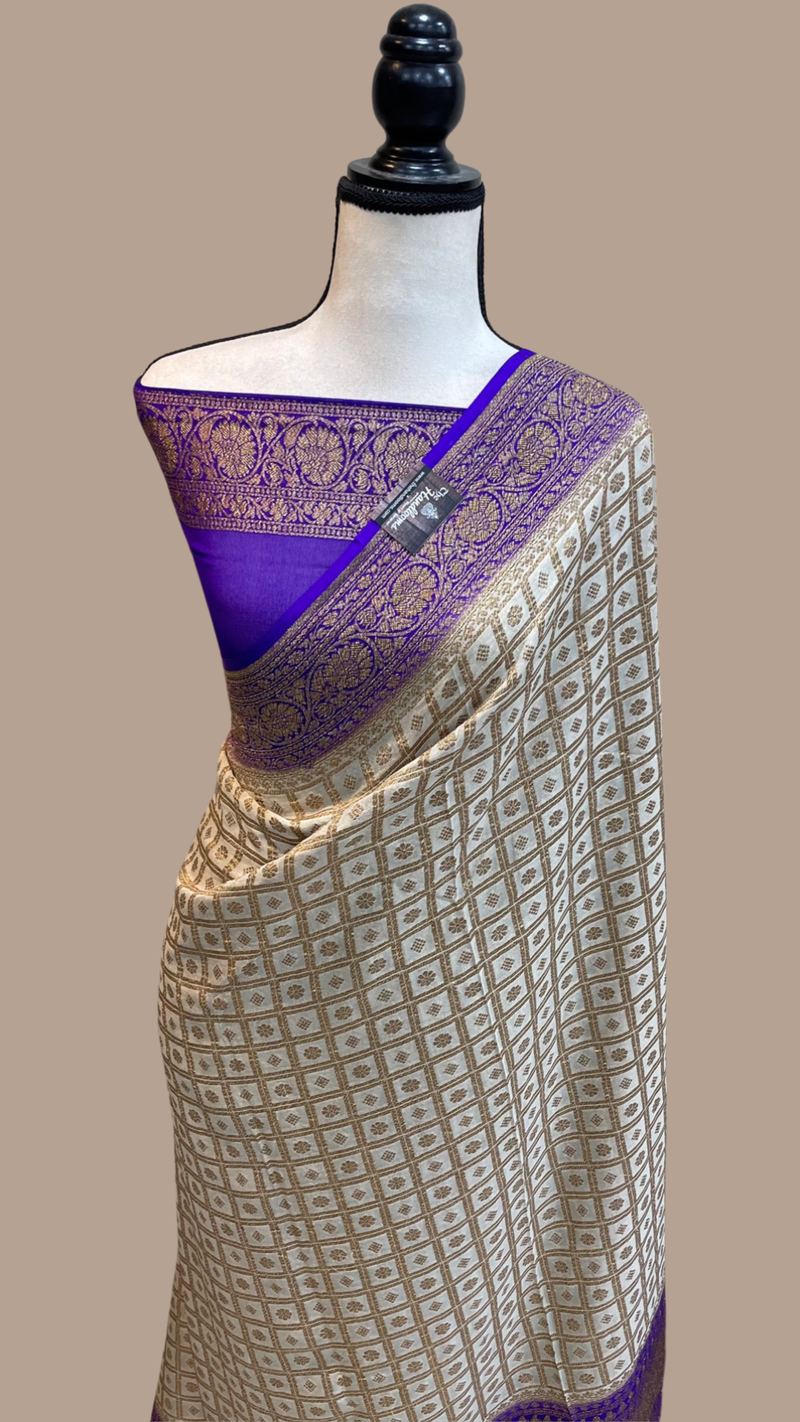 Pure Khaddi Georgette Banarasi Saree -  Antique zari - The Handlooms