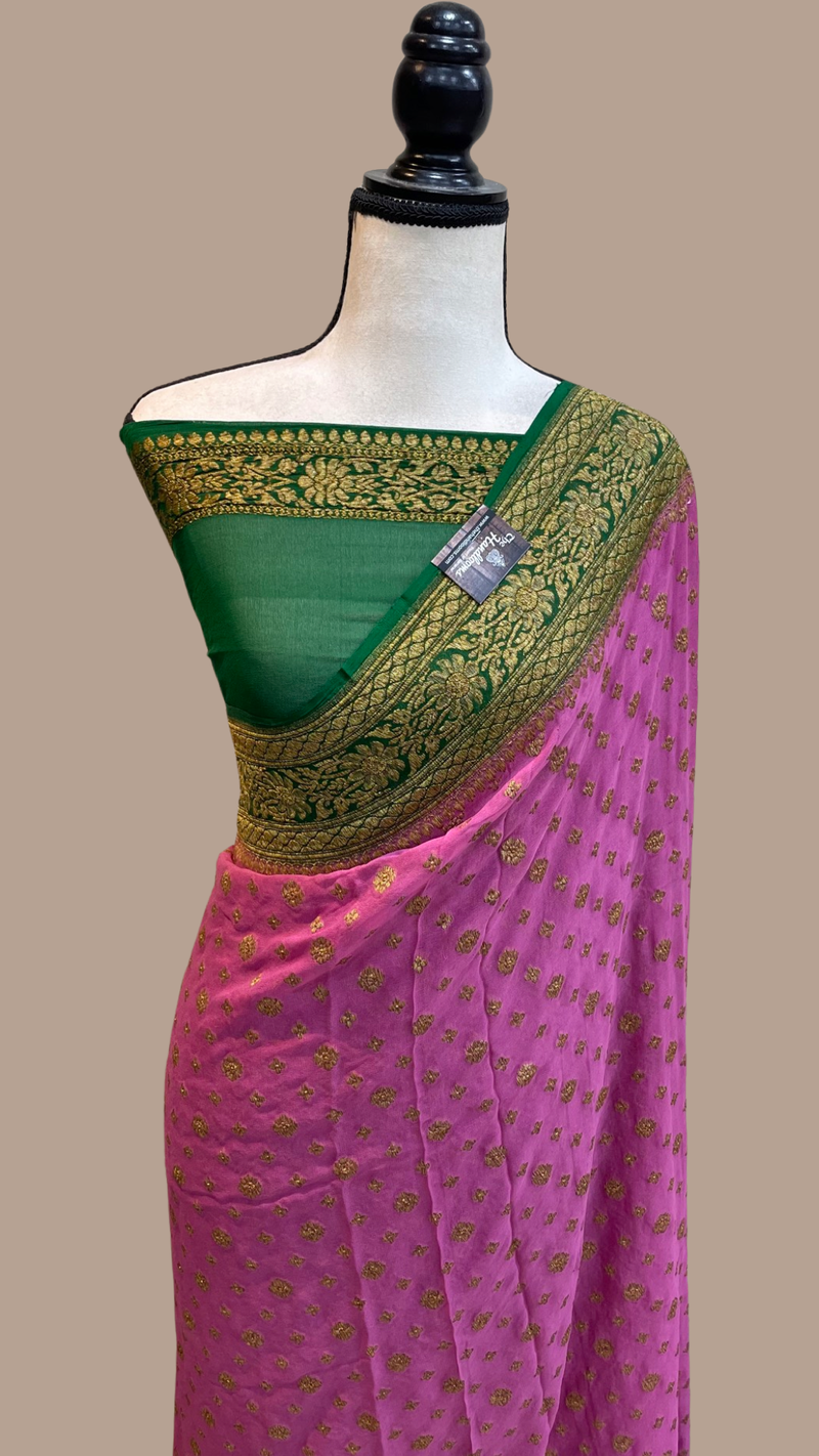 Pure Khaddi Georgette Banarasi Saree -  Antique zari - The Handlooms