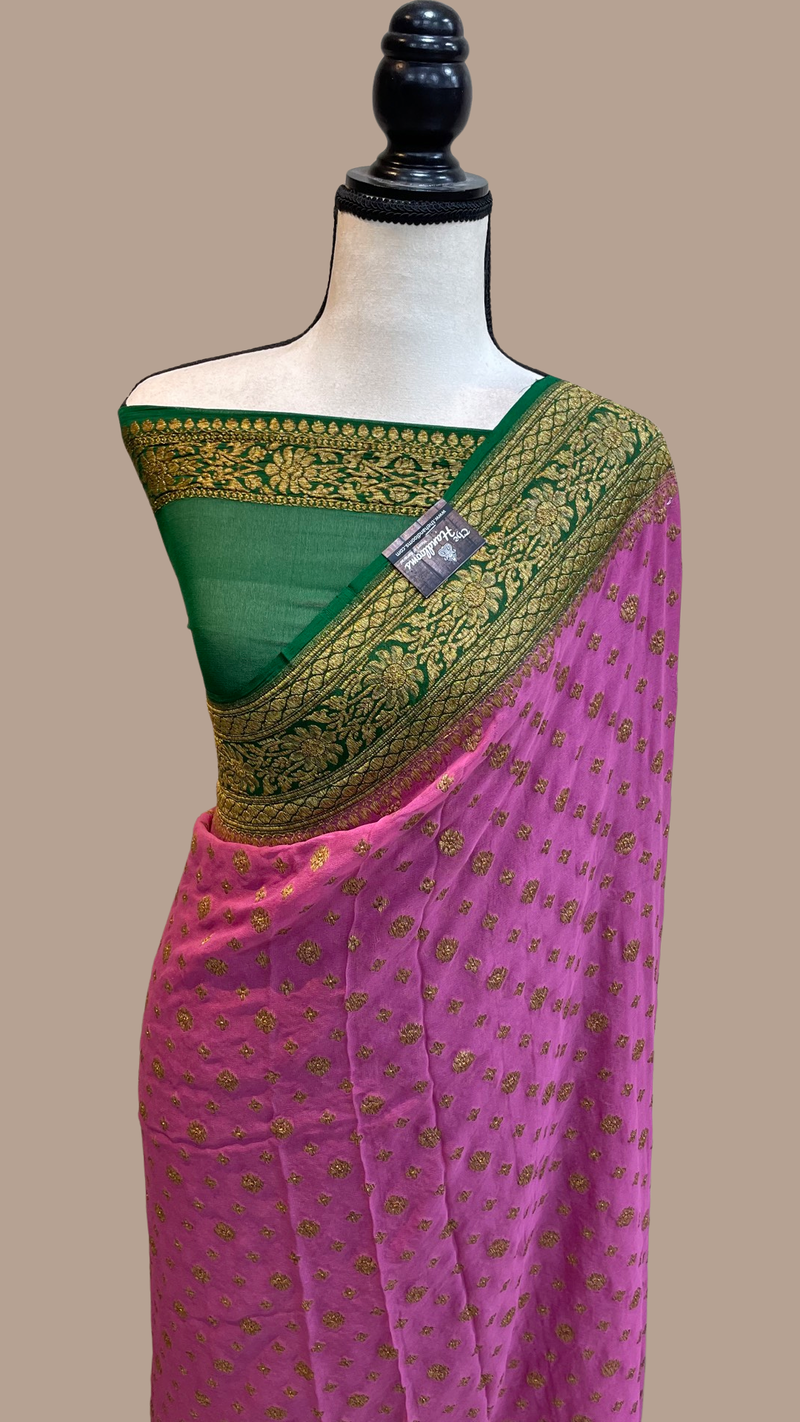 Pure Khaddi Georgette Banarasi Saree -  Antique zari - The Handlooms