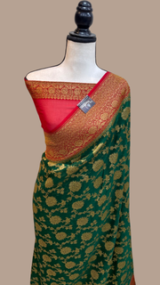 Pure Khaddi Georgette Banarasi Saree -  Antique zari - The Handlooms