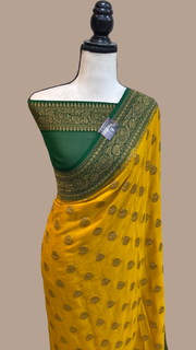 Pure Khaddi Georgette Banarasi Saree -  Antique zari - The Handlooms