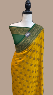 Pure Khaddi Georgette Banarasi Saree -  Antique zari - The Handlooms