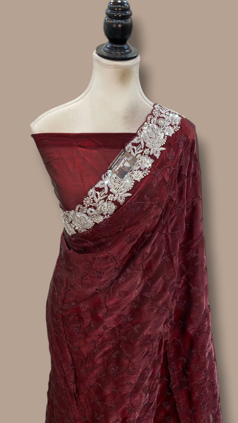 Pure Tissue Silk Handloom Banarasi Saree - Handwork - The Handlooms