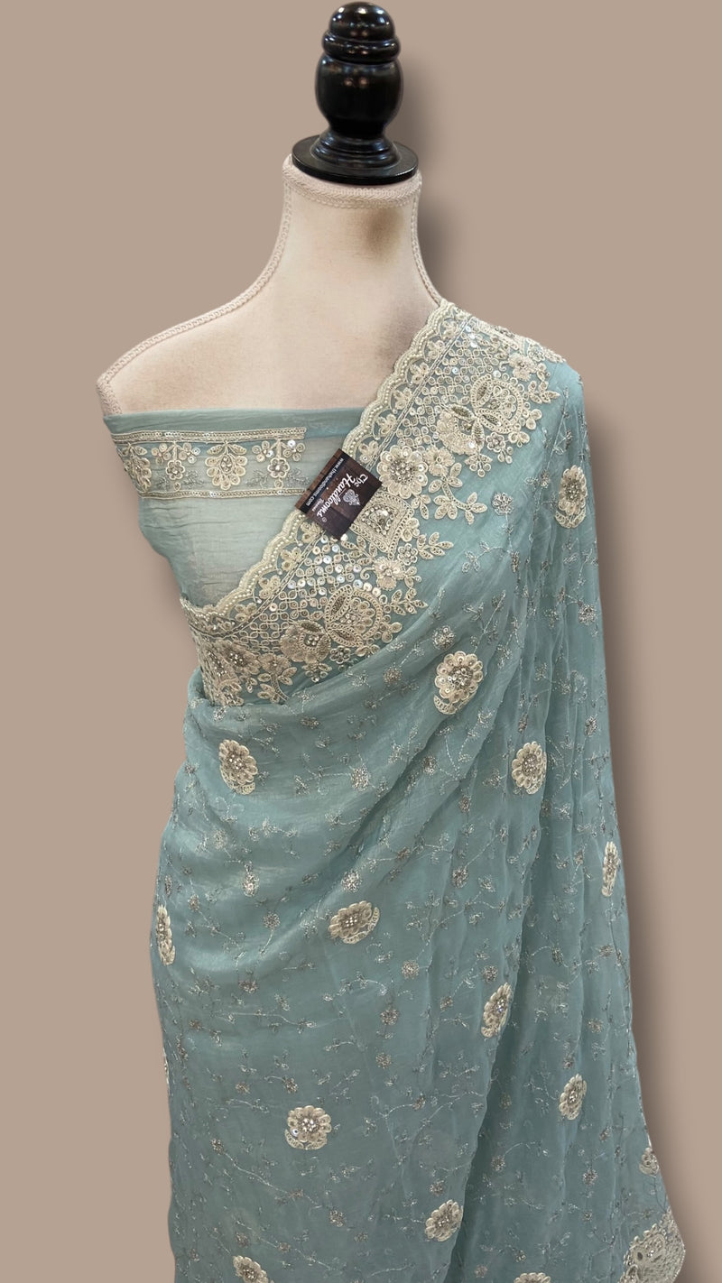 Pure Tissue Silk Handloom Banarasi Saree - Handwork - The Handlooms