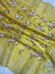Pure organza Chikankari Handloom Banarasi Saree - The Handlooms