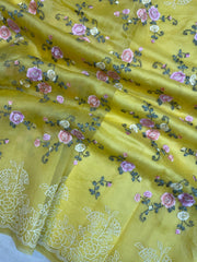 Pure organza Chikankari Handloom Banarasi Saree - The Handlooms
