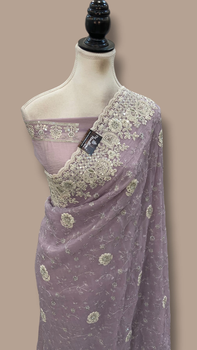 Pure Tissue Silk Handloom Banarasi Saree - Handwork - The Handlooms