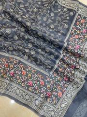 Pure organza Chikankari Handloom Banarasi Saree - The Handlooms