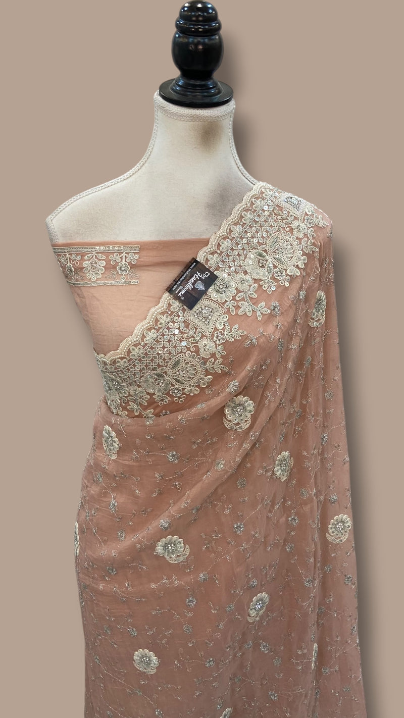 Pure Tissue Silk Handloom Banarasi Saree - Handwork - The Handlooms
