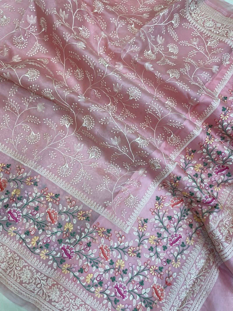Pure organza Chikankari Handloom Banarasi Saree - The Handlooms