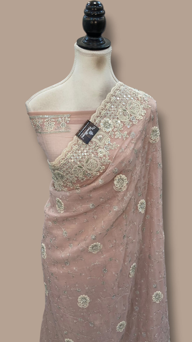 Pure Tissue Silk Handloom Banarasi Saree - Handwork - The Handlooms