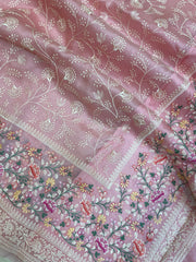 Pure organza Chikankari Handloom Banarasi Saree - The Handlooms