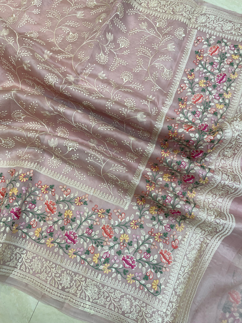 Pure organza Chikankari Handloom Banarasi Saree - The Handlooms