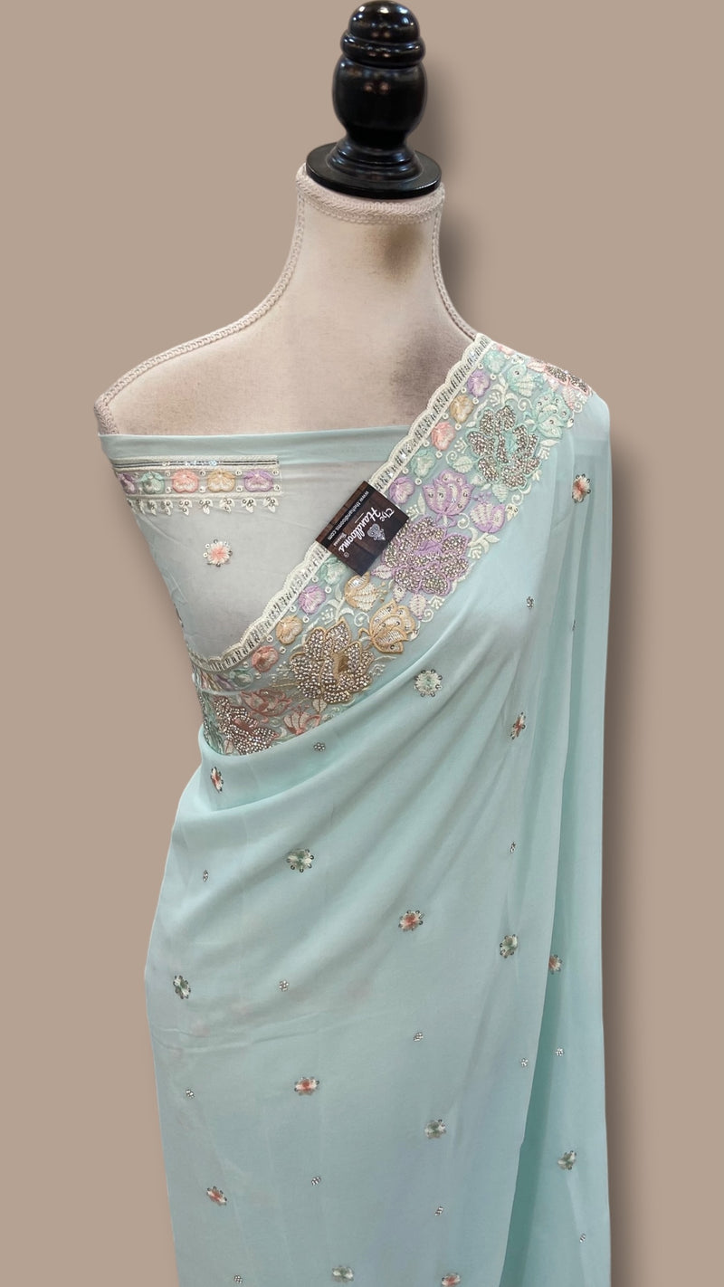 Pure Viscose Georgette Handloom Banarasi Saree - Handwork - The Handlooms