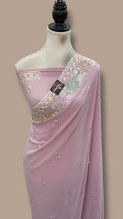 Pure Viscose Georgette Handloom Banarasi Saree - Handwork - The Handlooms
