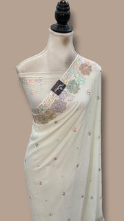 Pure Viscose Georgette Handloom Banarasi Saree - Handwork - The Handlooms