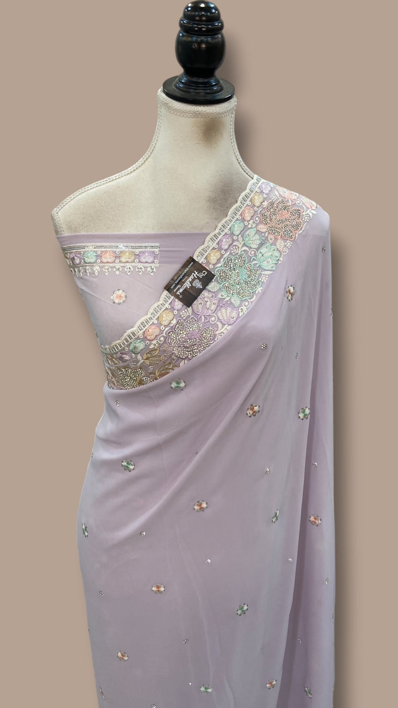 Pure Viscose Georgette Handloom Banarasi Saree - Handwork - The Handlooms