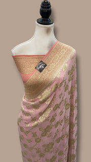 Pure Khaddi Georgette Handloom Banarasi Saree - Water Zari - The Handlooms
