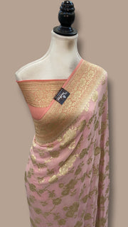 Pure Khaddi Georgette Handloom Banarasi Saree - Water Zari - The Handlooms