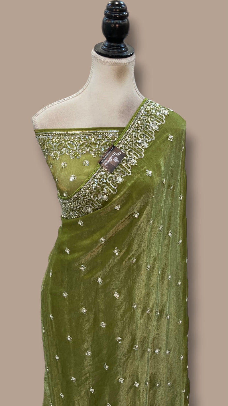 Pure Tissue Silk Handloom Banarasi Saree - Handwork - The Handlooms