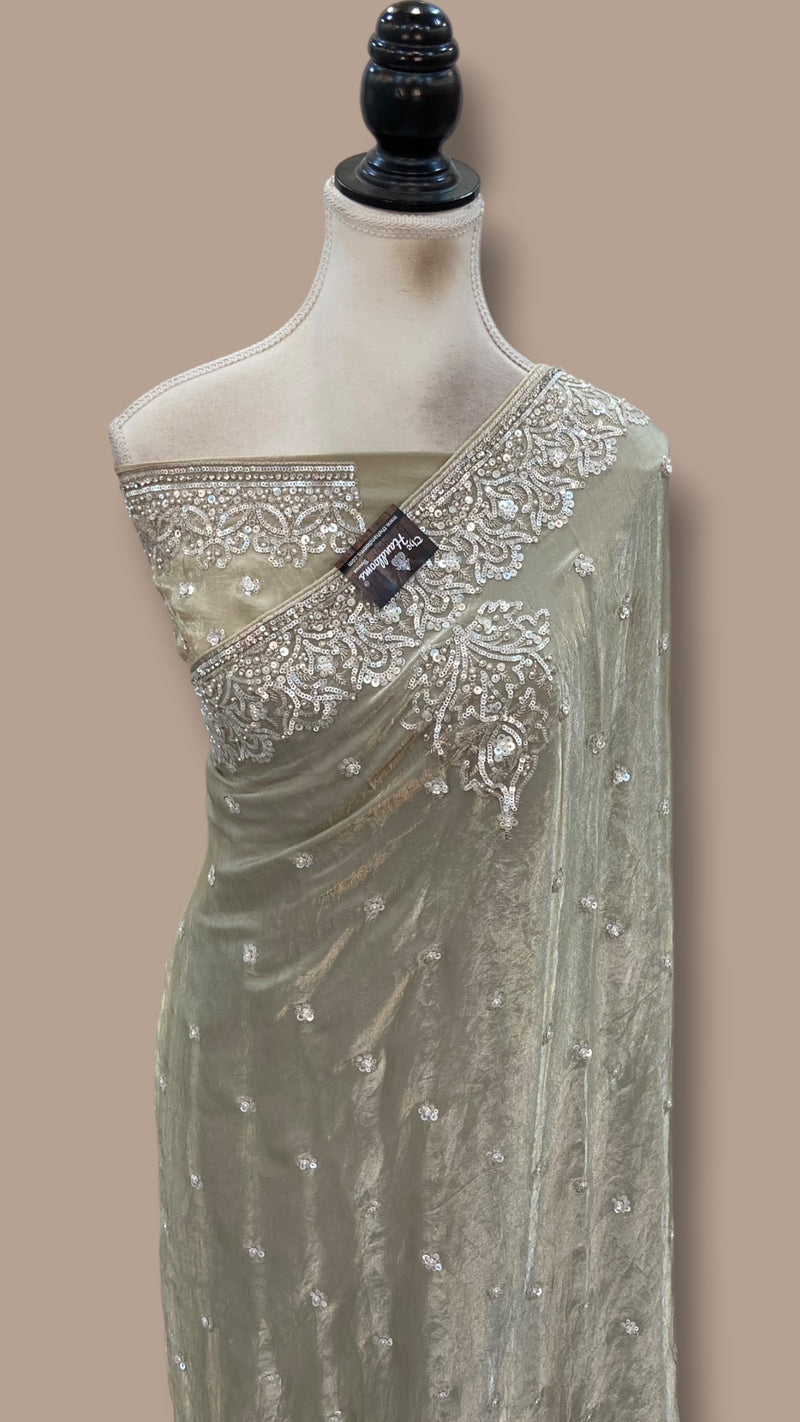 Pure Tissue Silk Handloom Banarasi Saree - Handwork - The Handlooms