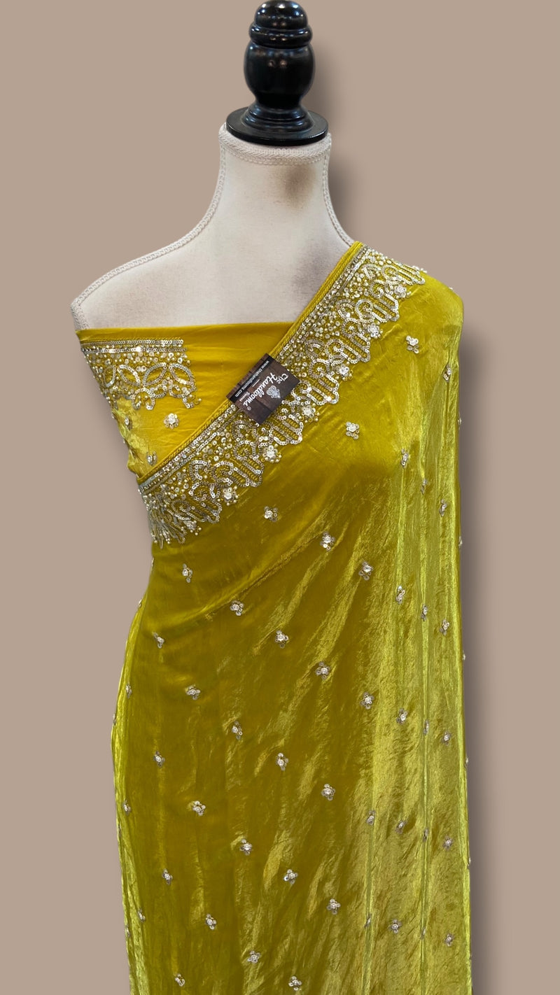 Pure Tissue Silk Handloom Banarasi Saree - Handwork - The Handlooms
