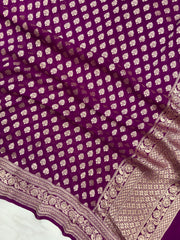 Magenta Pure Khaddi Georgette Handloom Dupatta - The Handlooms