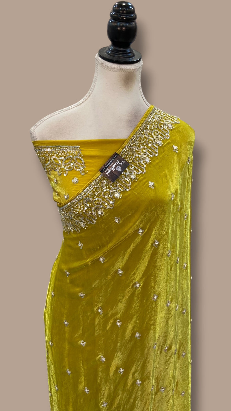 Pure Tissue Silk Handloom Banarasi Saree - Handwork - The Handlooms