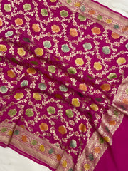 Khaddi Georgette Handloom Banarasi Dupatta - The Handlooms