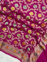 Khaddi Georgette Handloom Banarasi Dupatta - The Handlooms