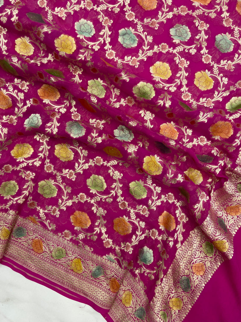 Khaddi Georgette Handloom Banarasi Dupatta - The Handlooms