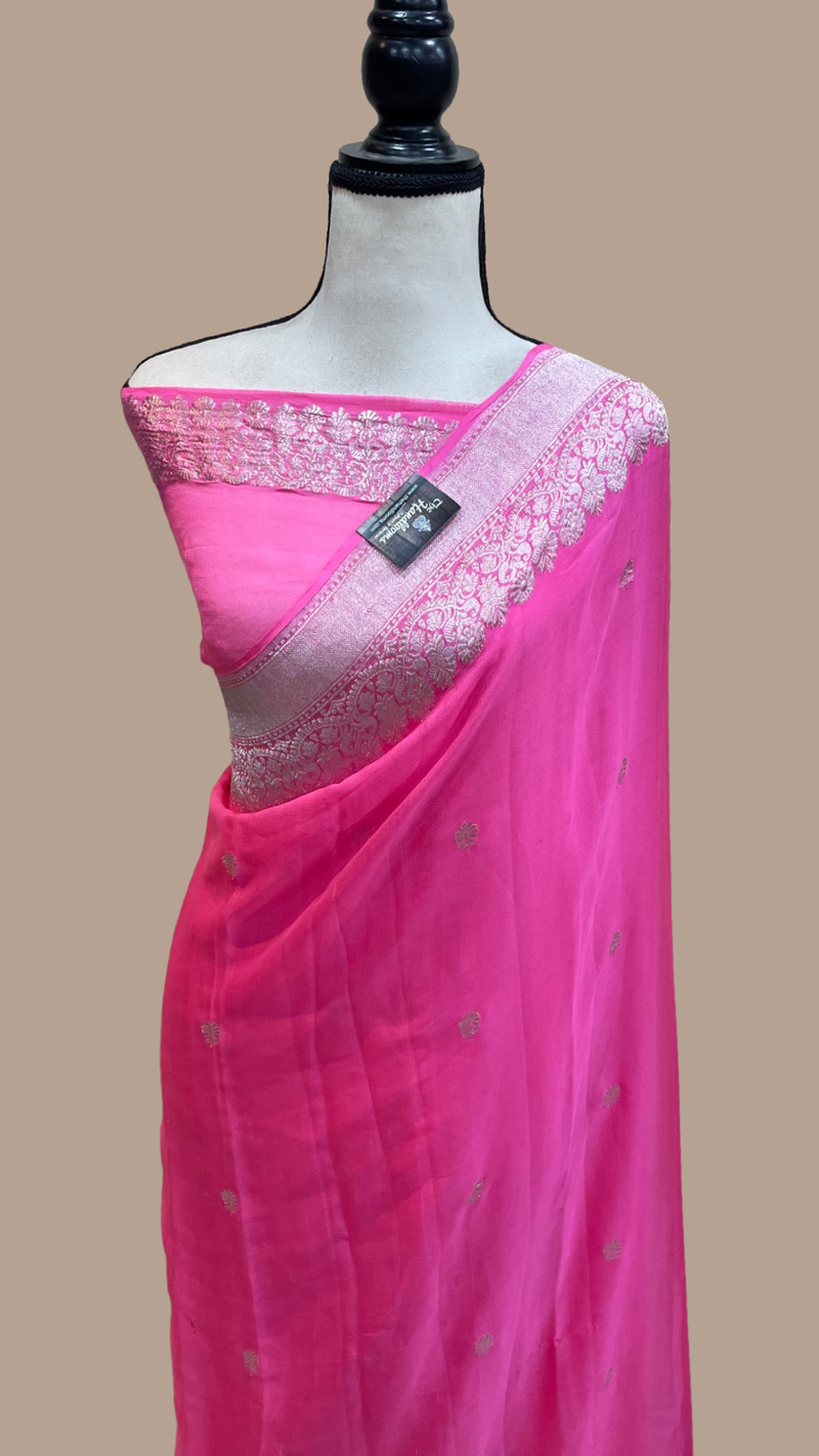 Pure Georgette Banarasi Handloom Saree - The Handlooms