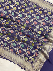 Khaddi Georgette Handloom Banarasi Dupatta - The Handlooms