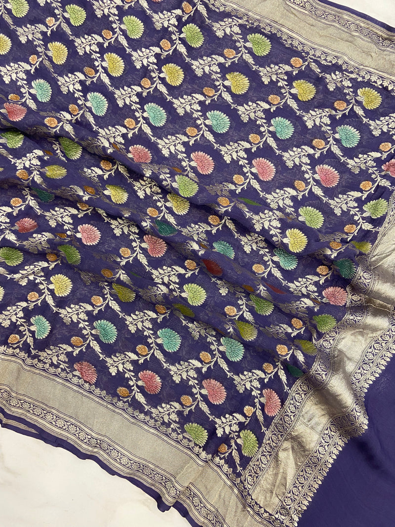 Khaddi Georgette Handloom Banarasi Dupatta - The Handlooms