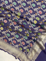 Khaddi Georgette Handloom Banarasi Dupatta - The Handlooms