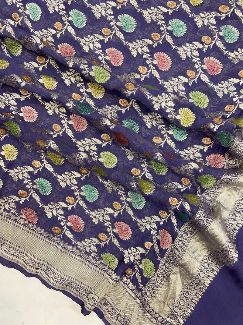 Khaddi Georgette Handloom Banarasi Dupatta - The Handlooms