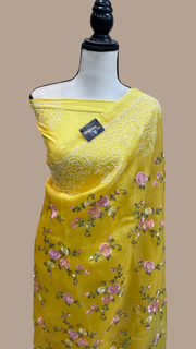 Pure organza Chikankari Handloom Banarasi Saree - The Handlooms