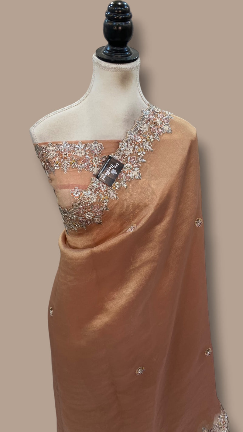 Pure Tissue Silk Handloom Banarasi Saree - Handwork