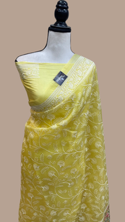 Pure organza Chikankari Handloom Banarasi Saree - The Handlooms