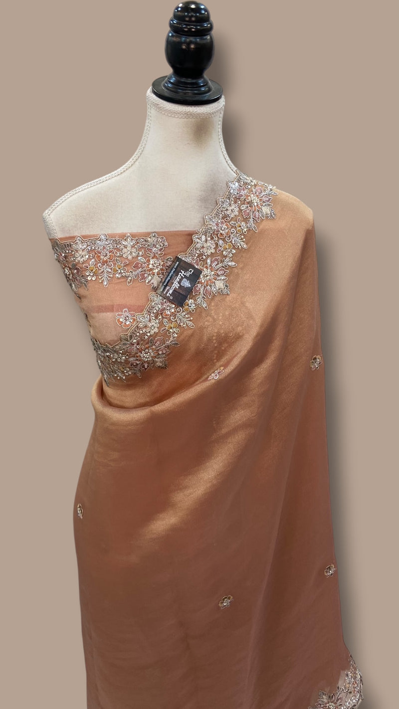 Pure Tissue Silk Handloom Banarasi Saree - Handwork