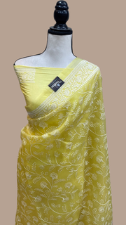 Pure organza Chikankari Handloom Banarasi Saree - The Handlooms