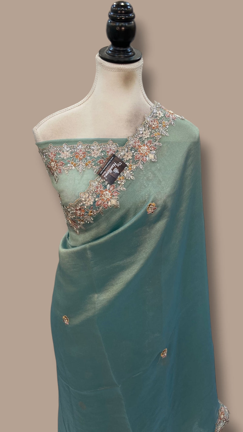 Pure Tissue Silk Handloom Banarasi Saree - Handwork - The Handlooms