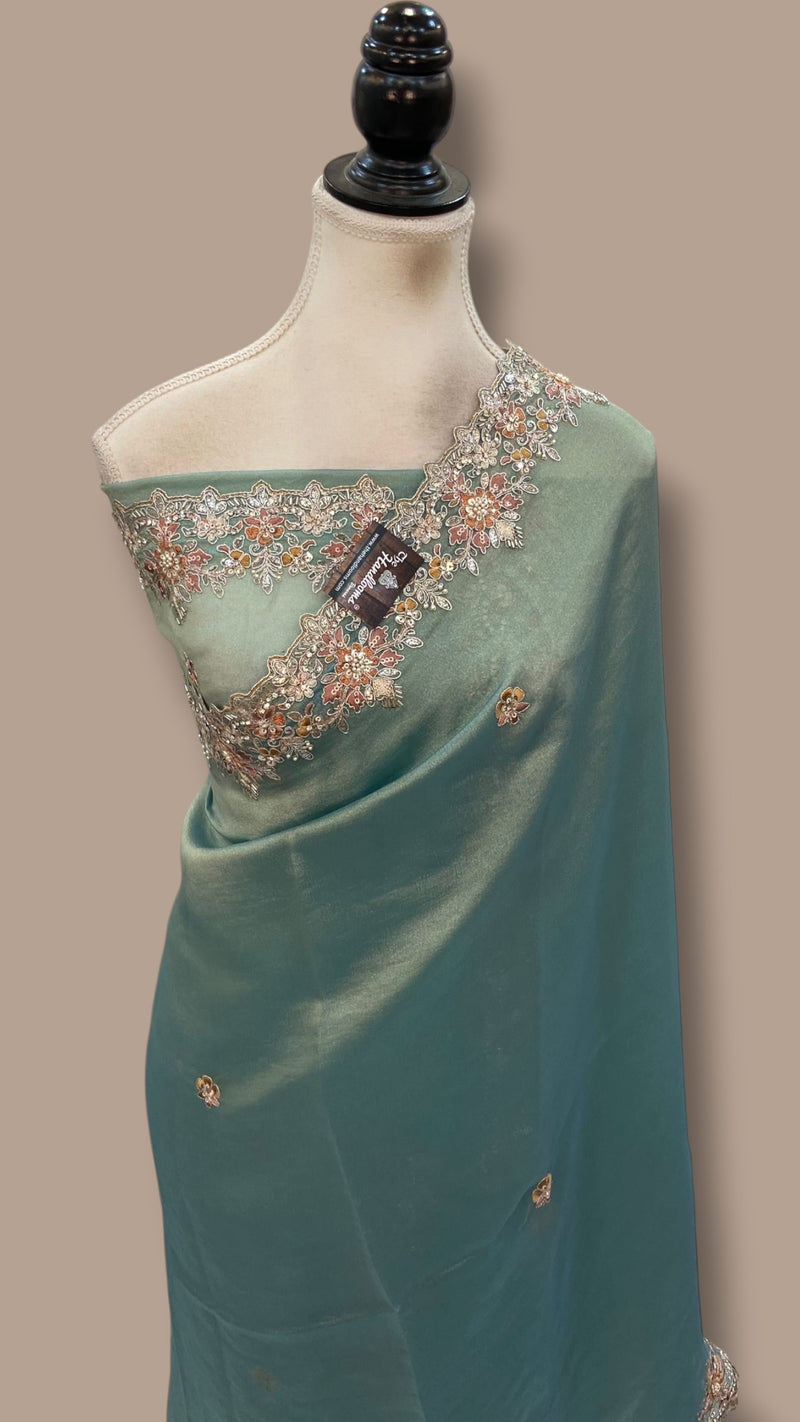 Pure Tissue Silk Handloom Banarasi Saree - Handwork - The Handlooms